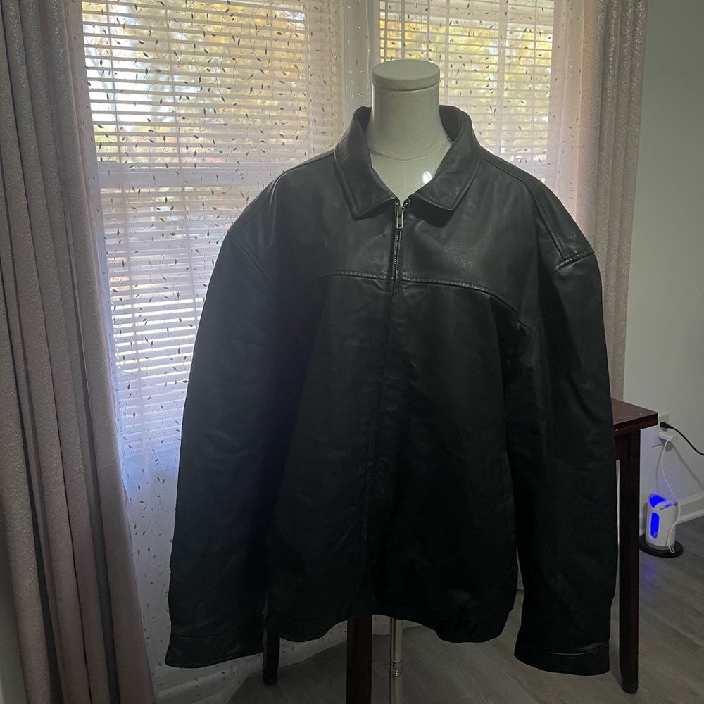 Men’s SADDLEBRED Classic Black Leather Jacket , Size XXL